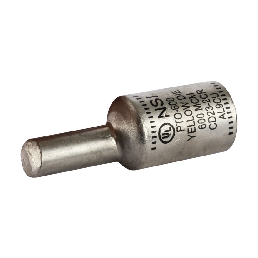 NSi PTO-600 Dual Rated Offset Pin Terminal, 600 kcmil Conductor, 0.72 in Dia x 1.72 in L Pin, Aluminum